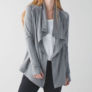 Lululemon Coast Wrap Heathered Grey Cardigan Sweater size 4 Oversized